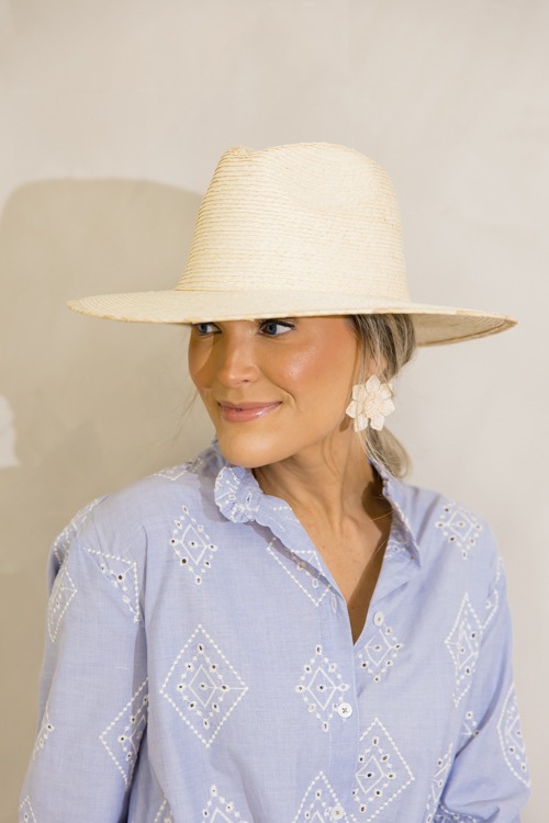 Raffia Flower Earring, Ivory - 0627-110.jpg