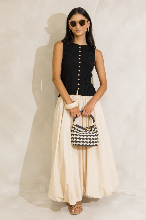 Bubble Hem Maxi Skirt, Beige - 0627-266p.jpg