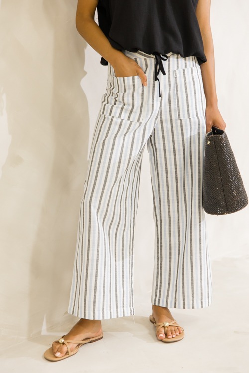 Striped Linen Pocket Pants, Blue - 0627-295.jpg