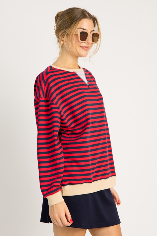 Stripe Rib Trim Sweatshirt, Red - 0702-4.jpg