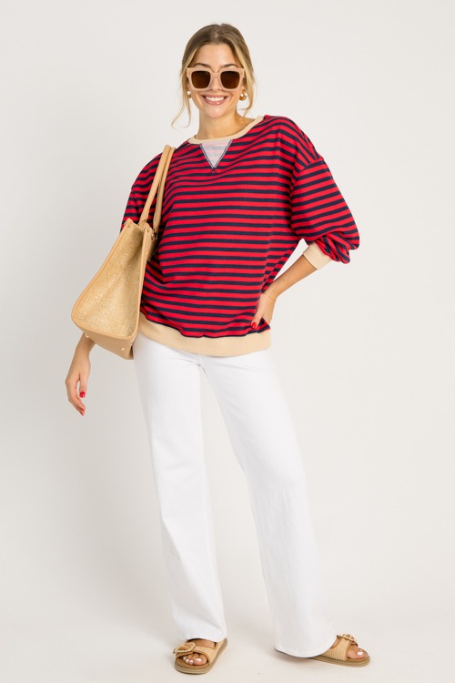 Stripe Rib Trim Sweatshirt, Red - 0702-5.jpg