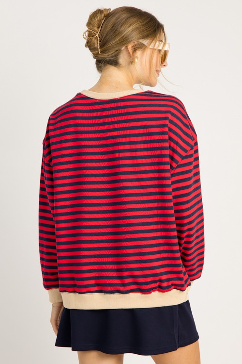 Stripe Rib Trim Sweatshirt, Red - 0702-6.jpg