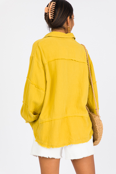 Fray Gauze Shirt, Golden Kiwi