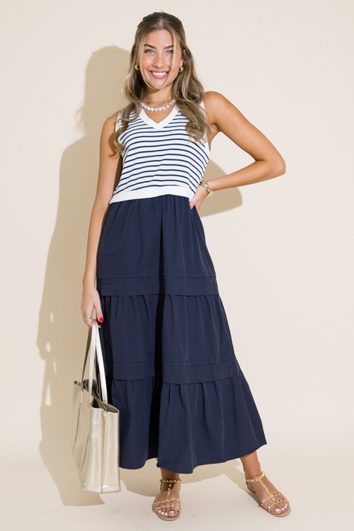 Stripe Bodice Poplin Maxi, Navy - 0711-253p.jpg