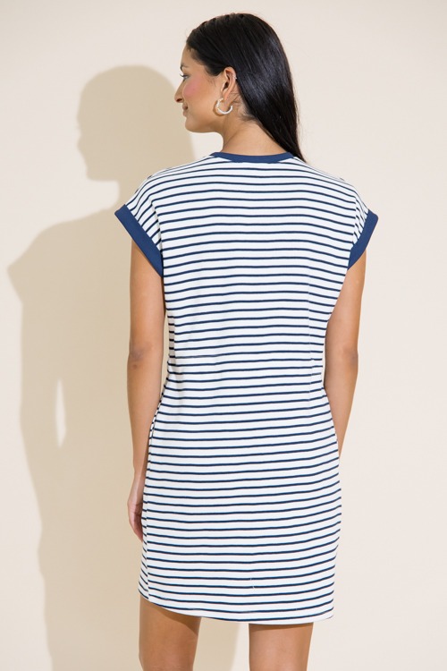 Striped Cinch Waist Dress, Navy - 0711-265.jpg