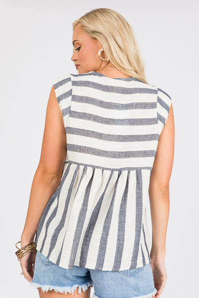 Stripe Embroidery Top
