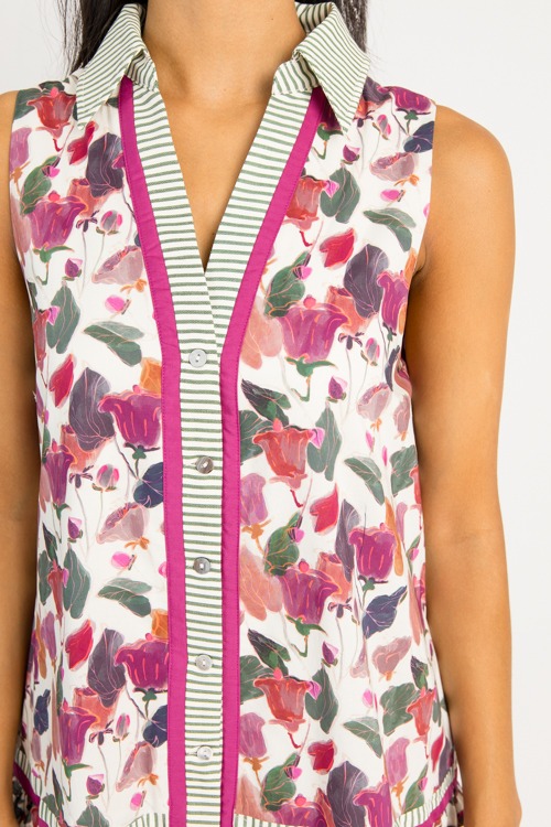 Stripe Trim Floral Dress, Plum - 0715-54h.jpg