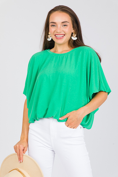 Stretchy Bubble Top, Kelly Gree