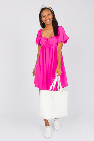 Charity Wire V Dress, Hot Pink