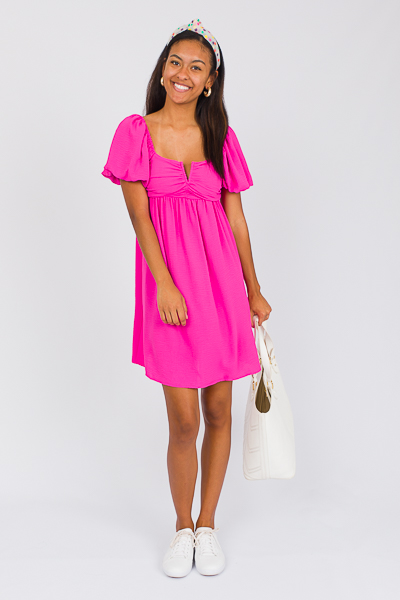 Charity Wire V Dress, Hot Pink