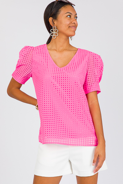 Solid Checks Top, Pink