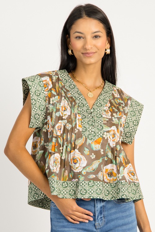 Painted Floral Border Top, Brow - 0724-134.jpg
