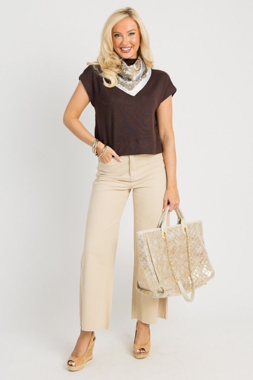 Raw Hem Wide Leg Pants, Khaki - 0729-126p.jpg