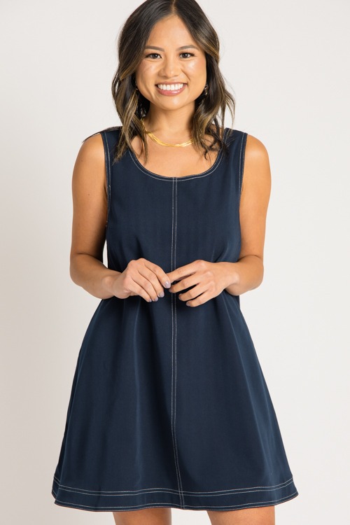 Contrast Stitch Swing Dress, Dark Navy - 0731-177p.jpg