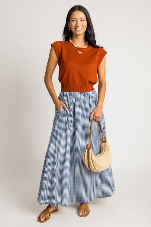 Gingham Maxi Skirt, Navy - 0731-87p.jpg
