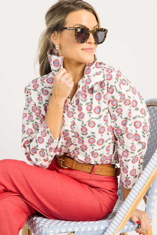 Floral Pearl Button Top, Red/Of - 0731-91p.jpg