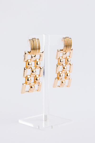 Chain Rectangle Earring, Gold