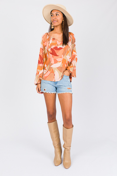 Paige Printed Top, Clay