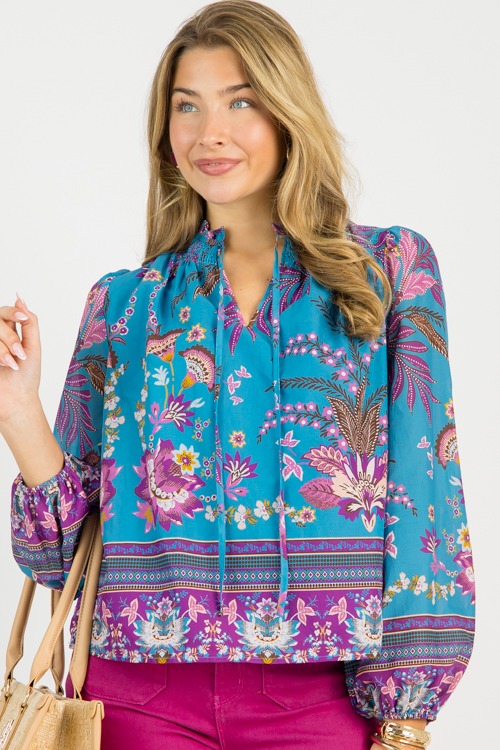 Tina Floral Blouse, Teal Purple - 0808-108p.jpg
