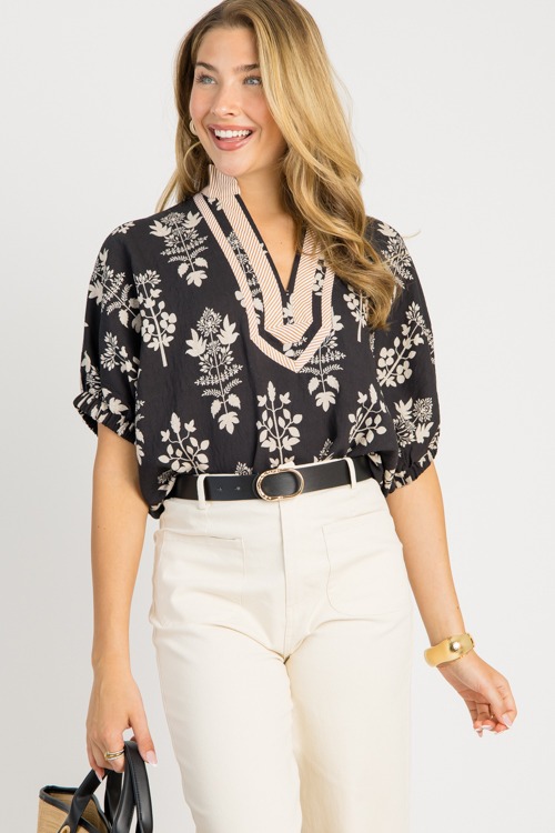 Kya Floral Stripe Top, Black - 0811-34.jpg