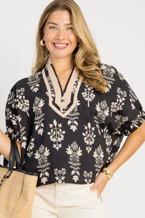 Kya Floral Stripe Top, Black - 0811-35.jpg