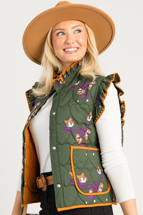 Floral Contrast Trim Vest, Oliv - 0815-112.jpg