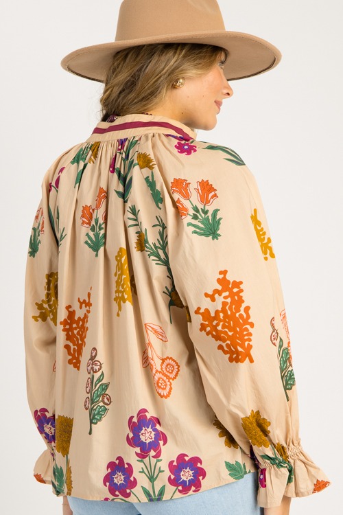 Vickie Floral Top, Tan Mix - 0820-131h.jpg
