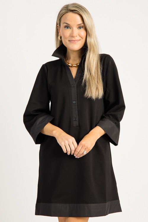 Mix Media Shirt Dress, Black - 0828-30p.jpg