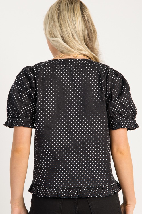 Ruffle Hem Polka Dot Top, Black - 0828-7.jpg