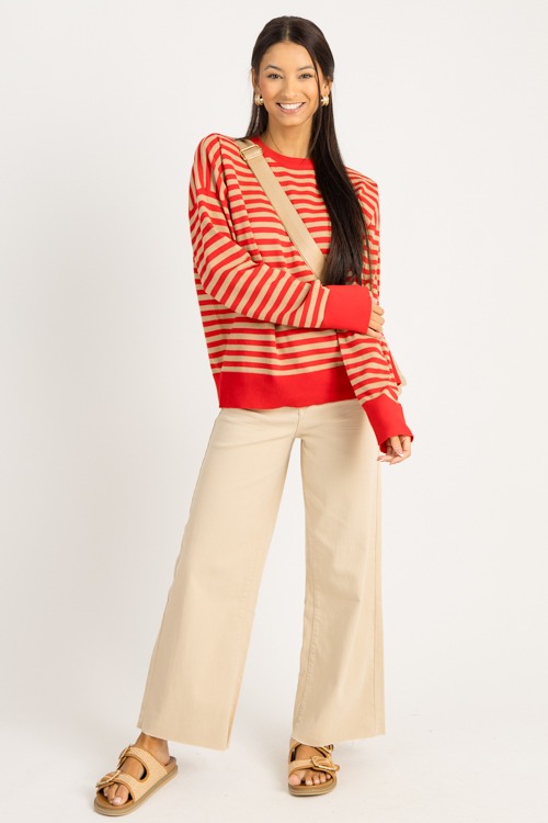 Raw Hem Wide Leg Pants, Khaki - 0828-71h.jpg