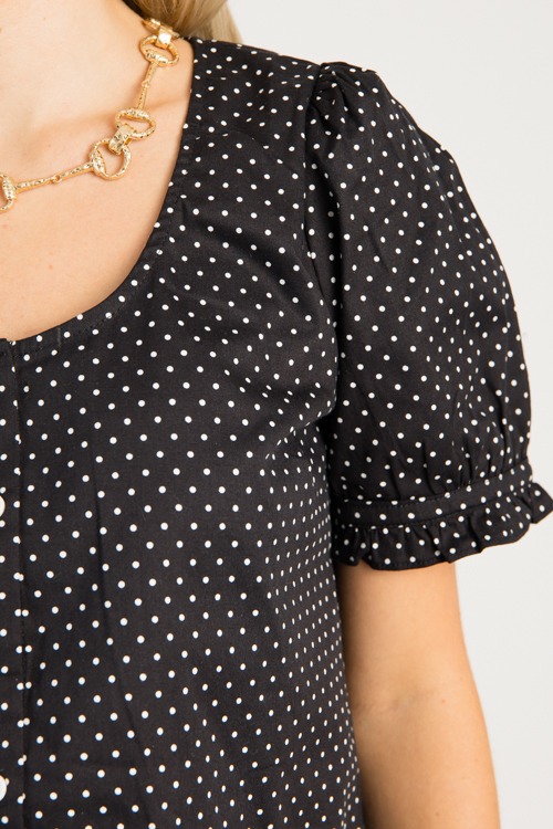 Ruffle Hem Polka Dot Top, Black - 0828-8.jpg