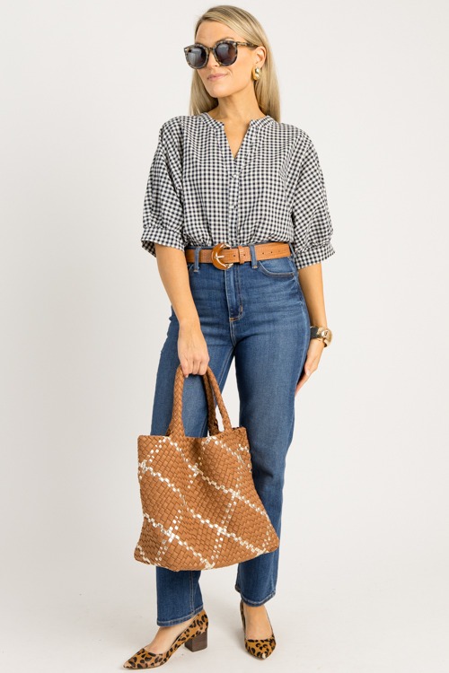Gingham Button Up Blouse, Navy - 0828-83.jpg