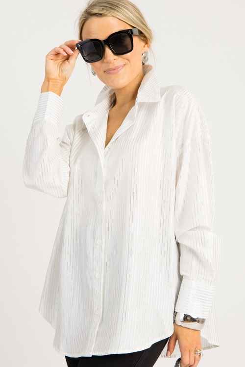 Metallic Striped Button Down, White - 0828-91p.jpg