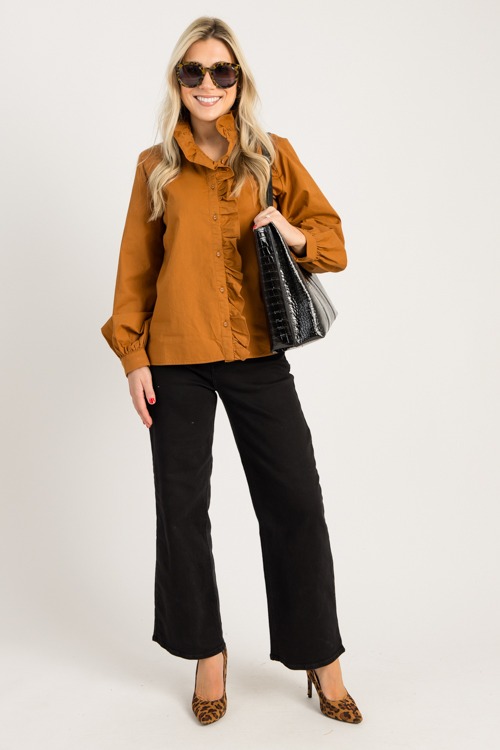 Ruffle Button Blouse, Toffee - 0829-87.jpg