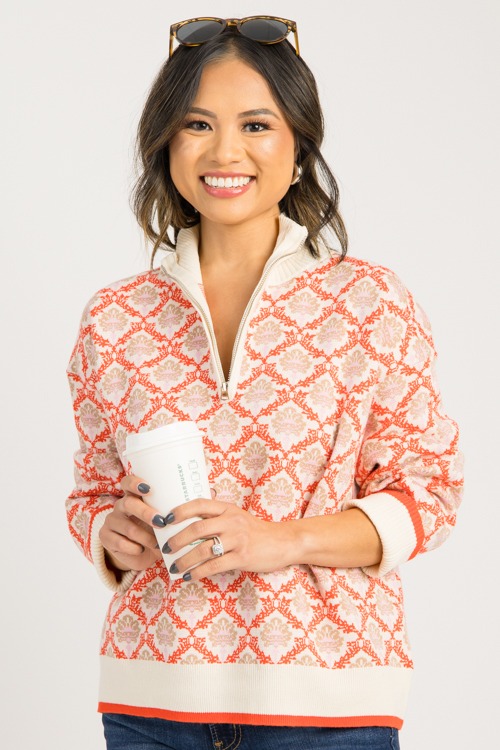 Printed Zip Sweater, Cream Oran - 0903-48p.jpg