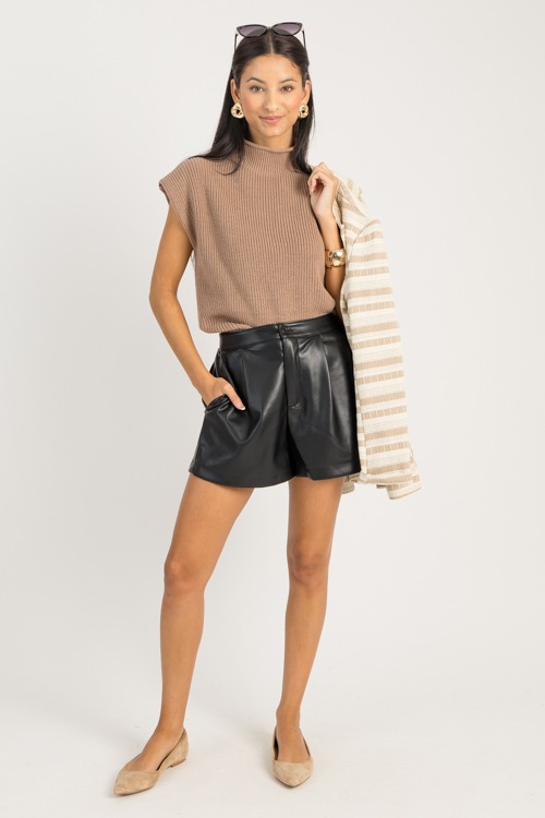 High Waist Leather Shorts, Black - 0904-25.jpg