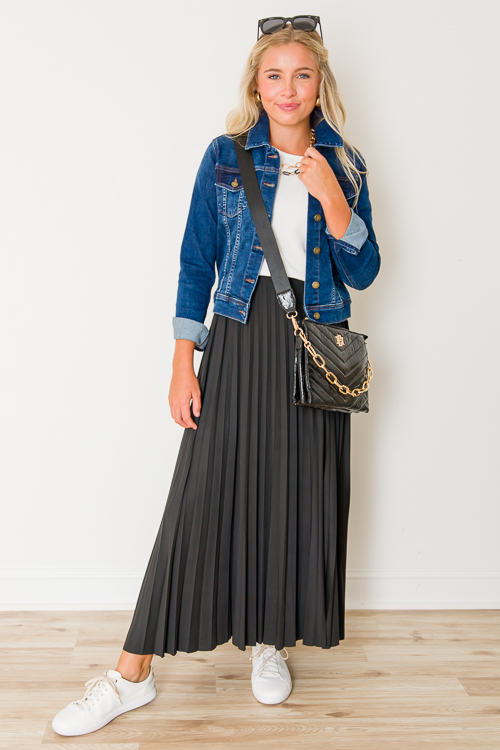 Black Pleated Maxi Skirt - Love4Bags Boutique