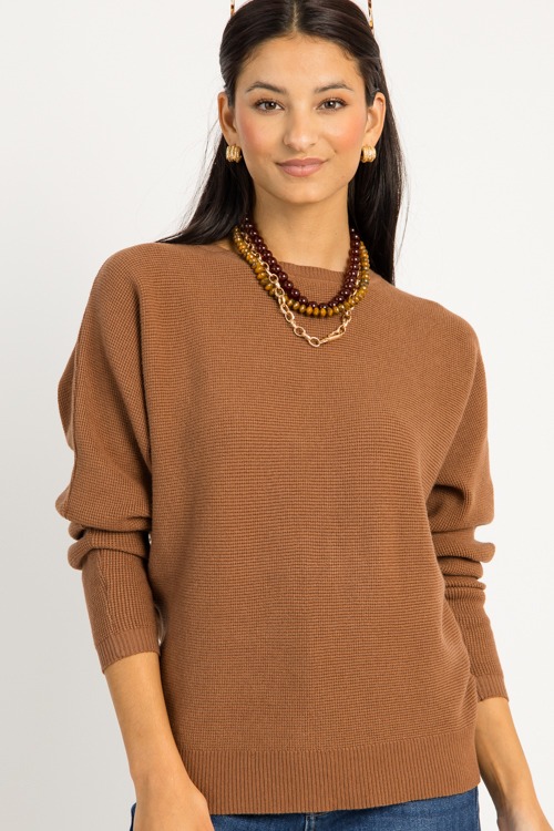 Stone & Chain Necklace, Brown - 0908-56p.jpg