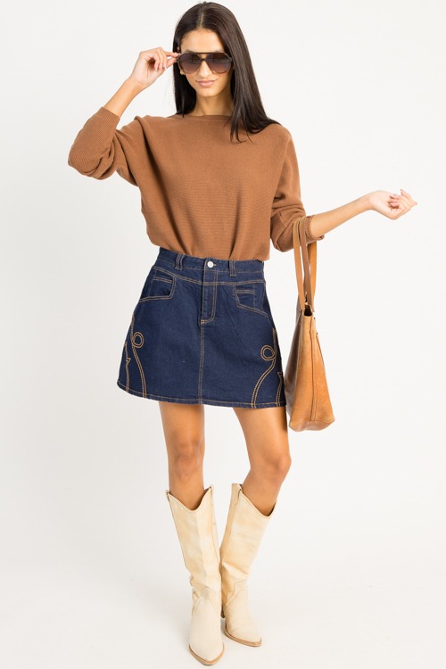 Western Flare Denim Skirt, Dark - 0908-77p.jpg