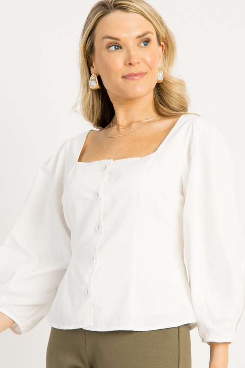 Square Neck Button Top, White - 0910-136h.jpg