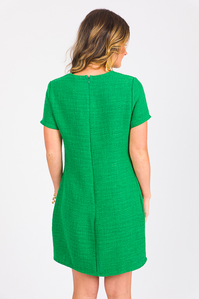 Green Tweed Shift Dress