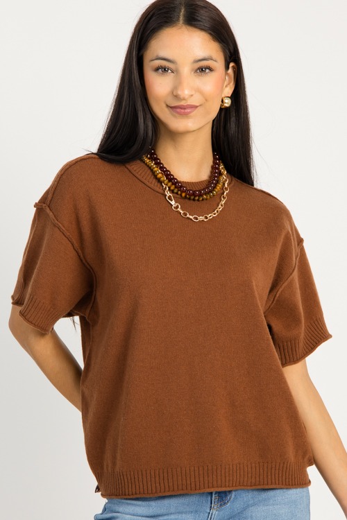 Stone & Chain Necklace, Brown - 0915-50p.jpg