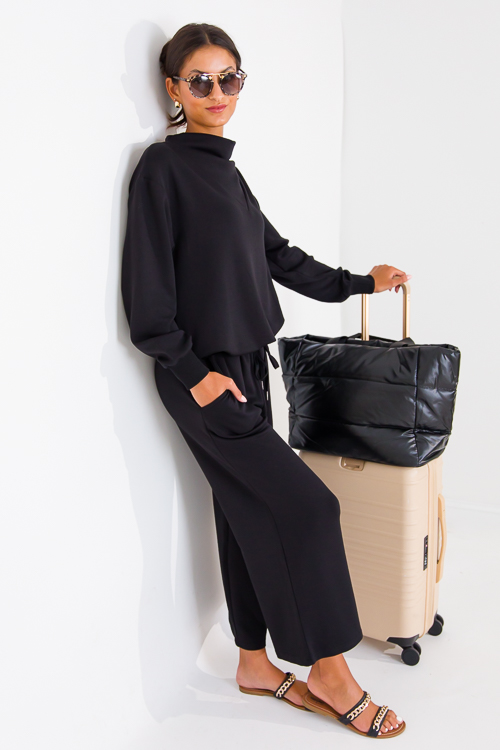 Draw Hem Soft Pullover, Black