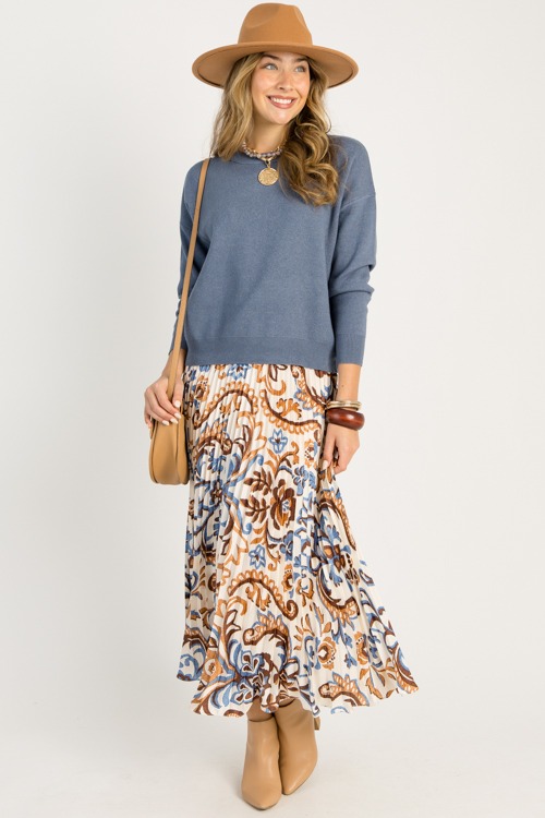 Pleated Print Maxi Skirt, Ivory - 0915-93p.jpg