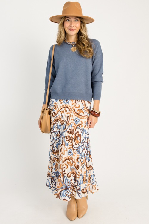 Pleated Print Maxi Skirt, Ivory - 0915-95.jpg
