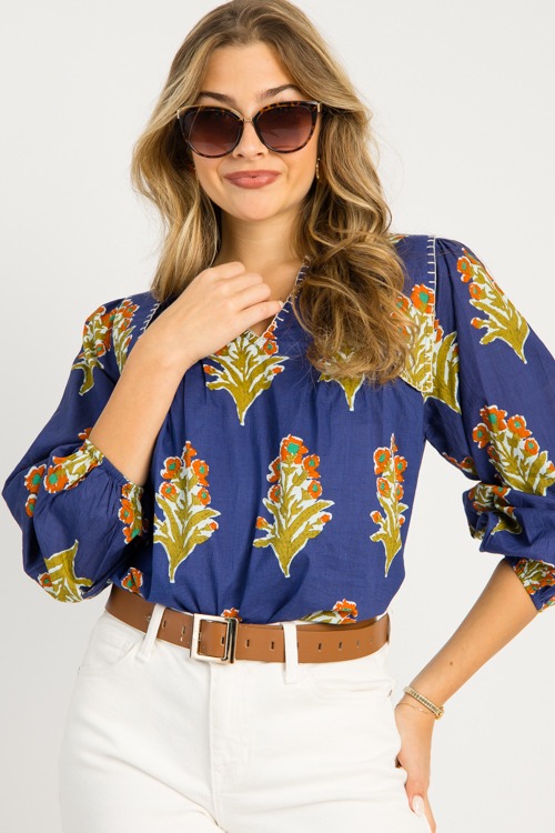 Margaret Floral Top, Navy - 0916-109.jpg
