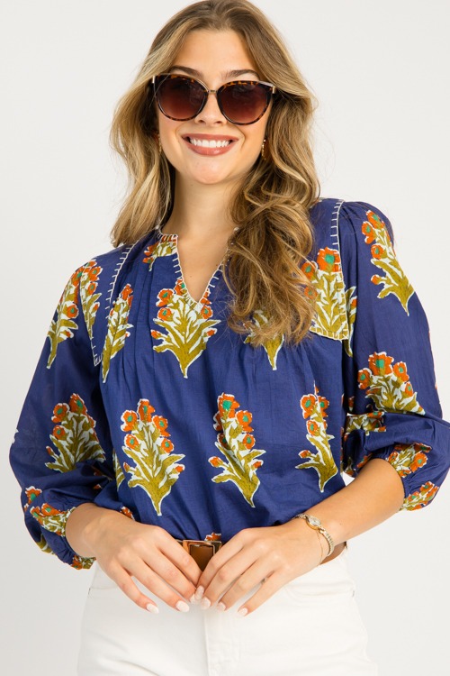 Margaret Floral Top, Navy - 0916-111.jpg