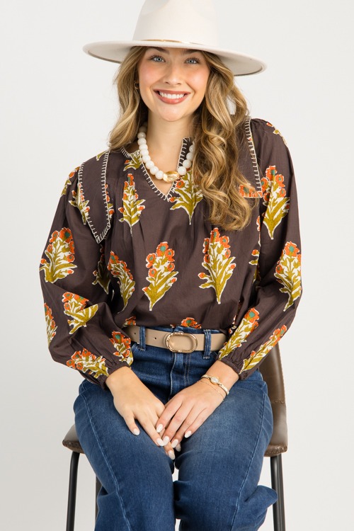 Margaret Floral Top, Chocolate - 0916-17.jpg
