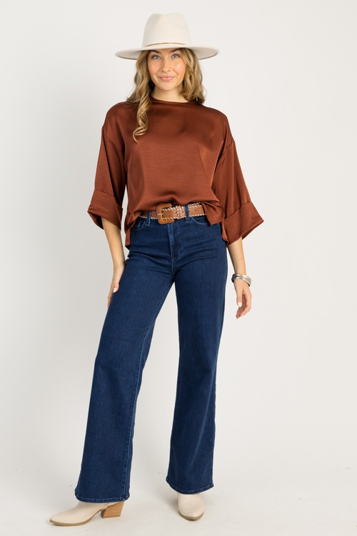 Cuff Sleeve Satin Blouse, Sienn - 0917-100.jpg