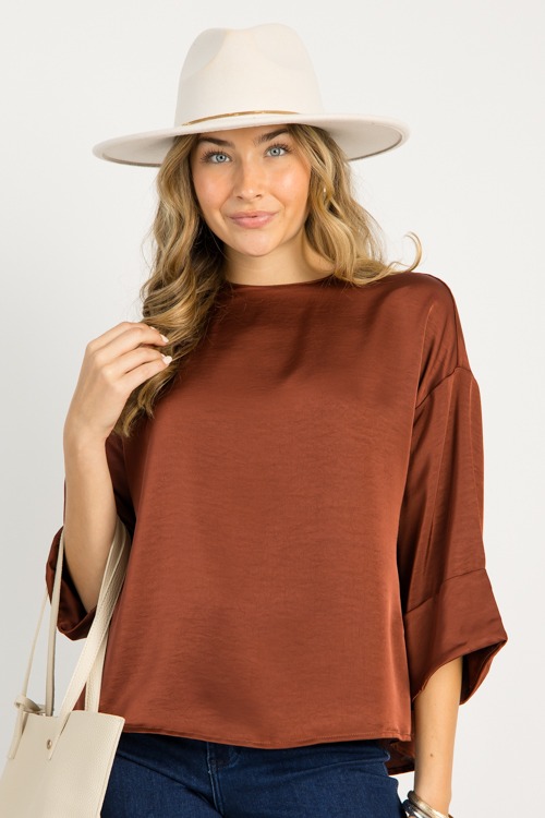Cuff Sleeve Satin Blouse, Sienn - 0917-101.jpg